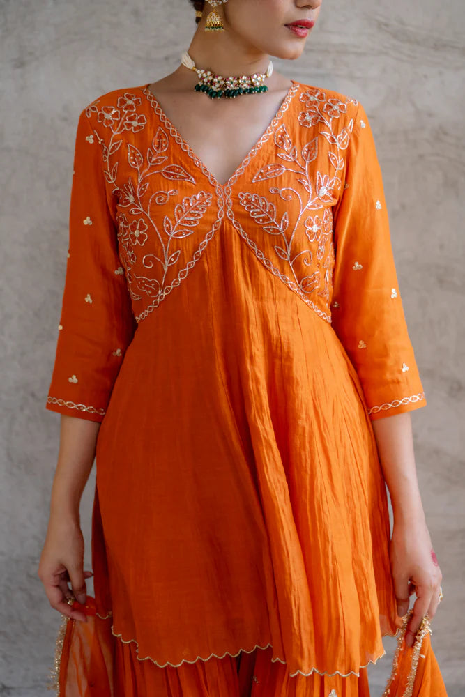 Neev Yellow Orange Sharara Set