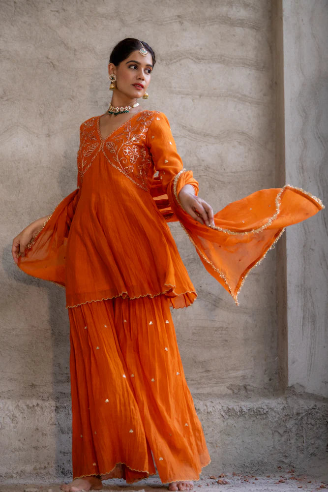 Neev Yellow Orange Sharara Set