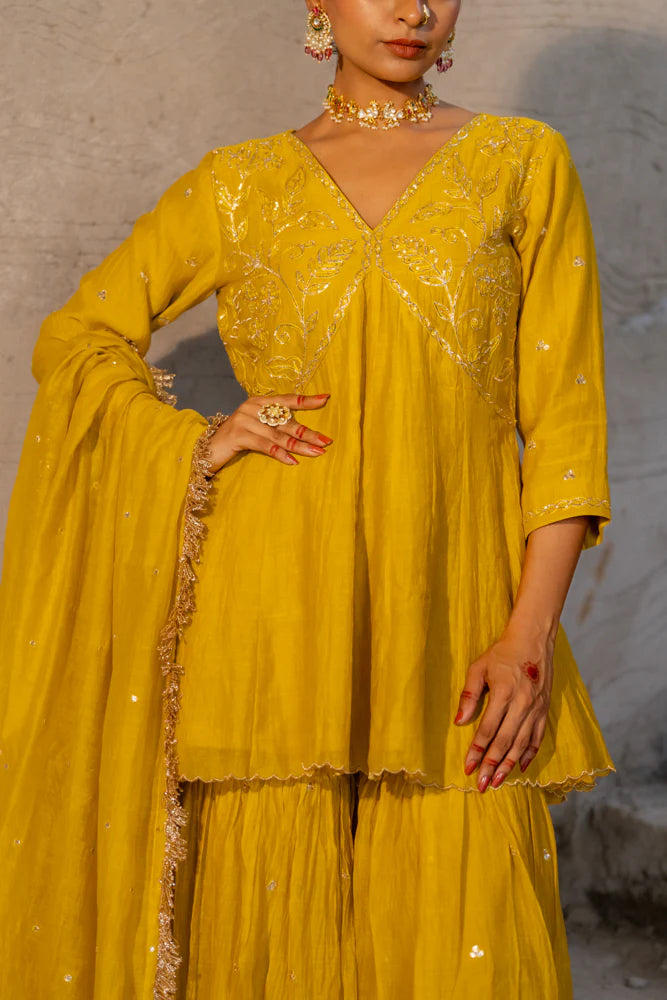 Neev Yellow Sharara Set