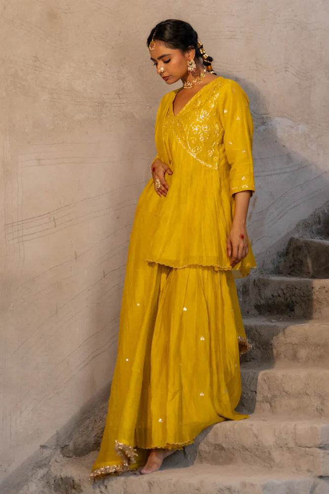 Neev Yellow Sharara Set