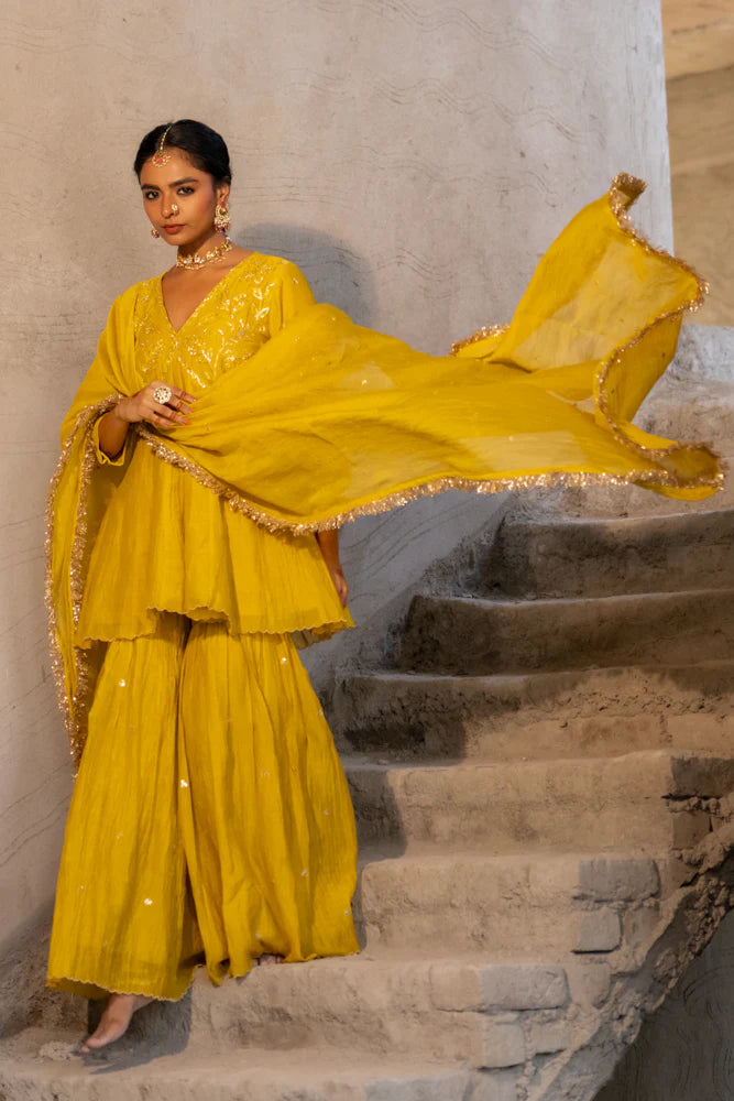 Neev Yellow Sharara Set
