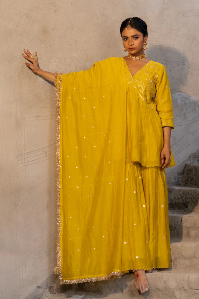 Neev Yellow Sharara Set