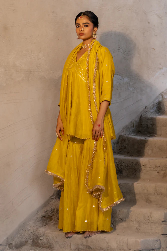 Neev Yellow Sharara Set