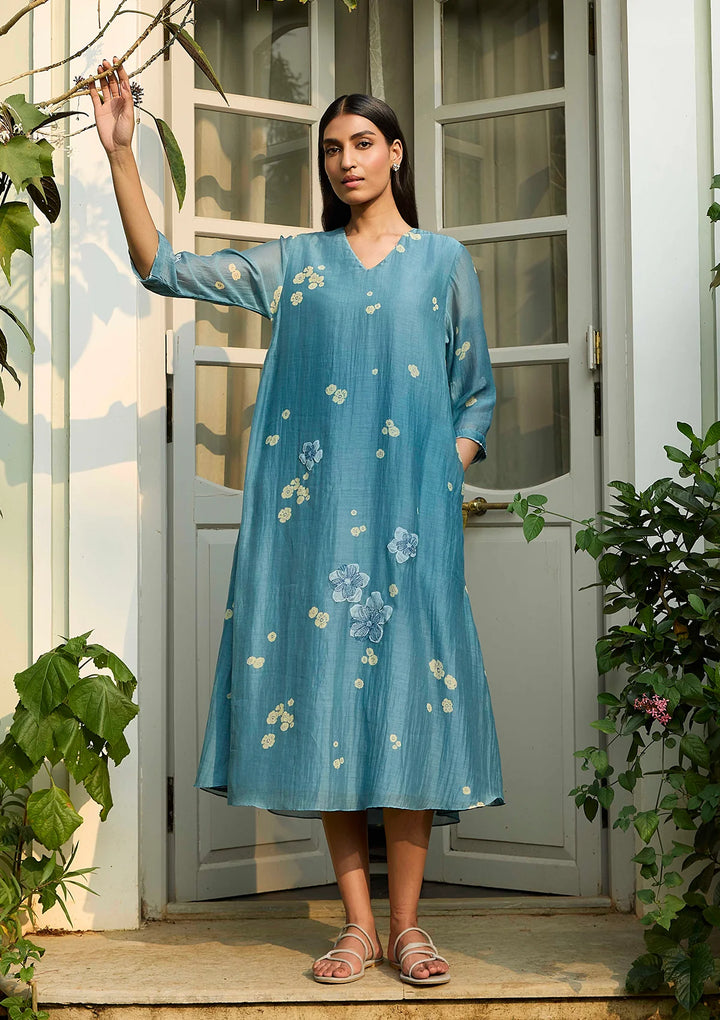 Ocean Blue Applique Dress