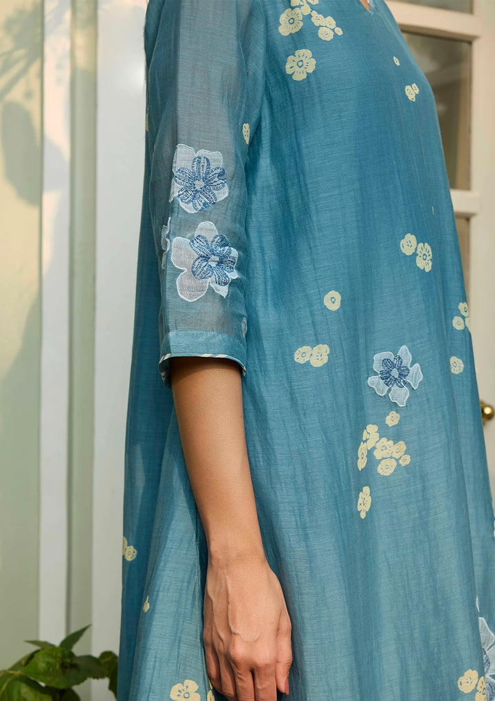 Ocean Blue Applique Dress