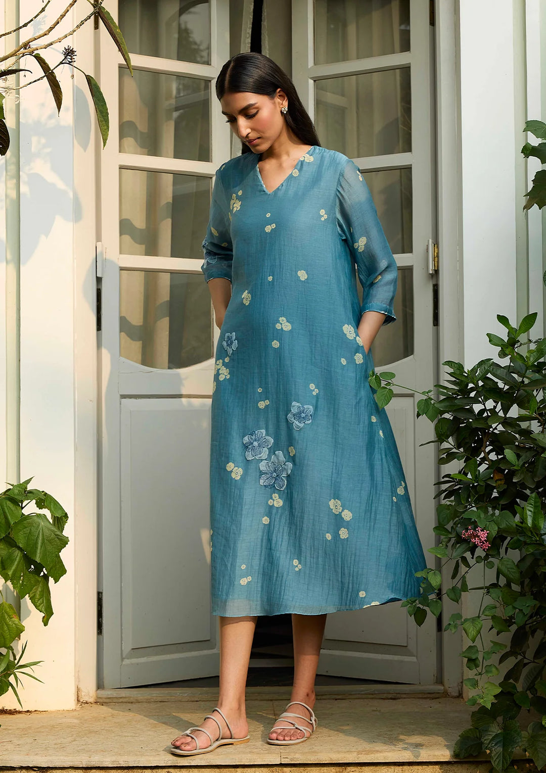 Ocean Blue Applique Dress