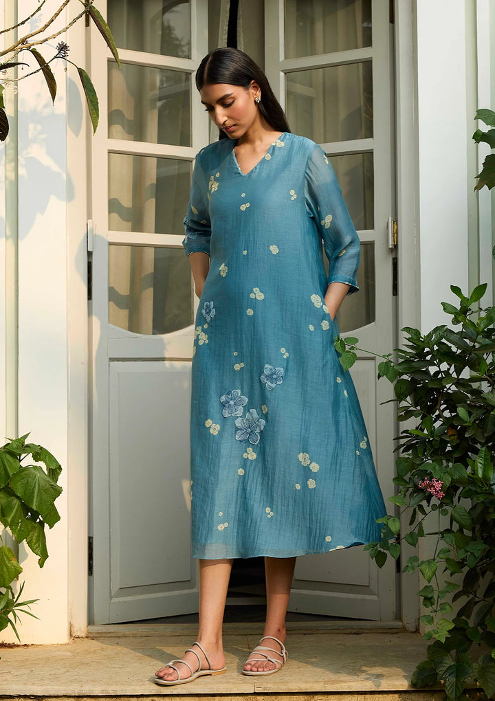 Ocean Blue Applique Dress