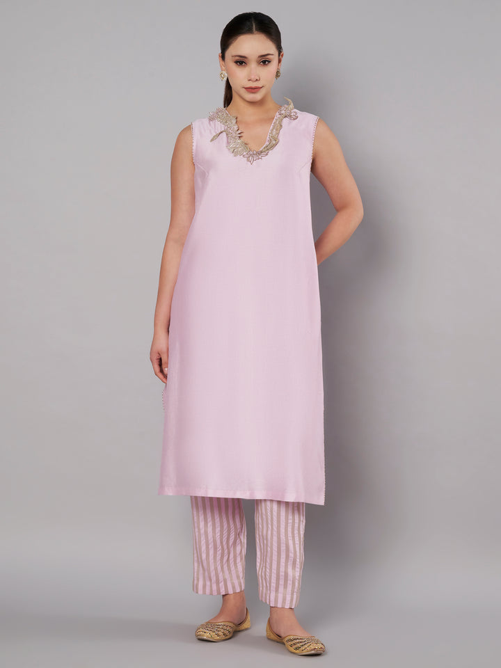 Open Bloom Kurta Set - Pastel Lilac