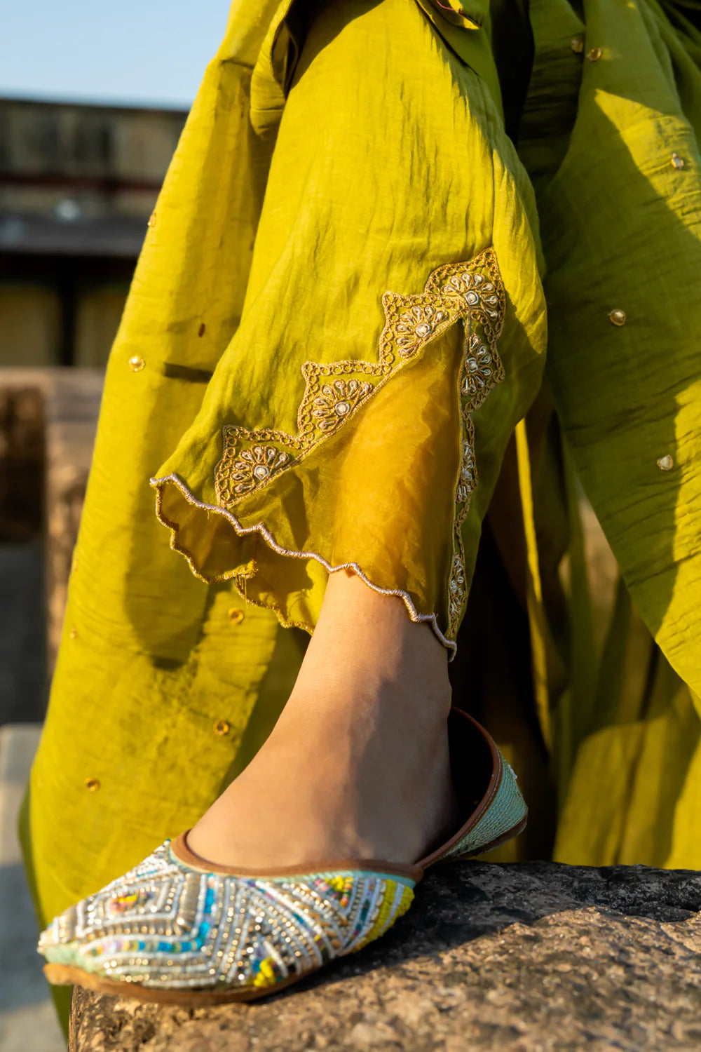 Olive Green Angrakha Set