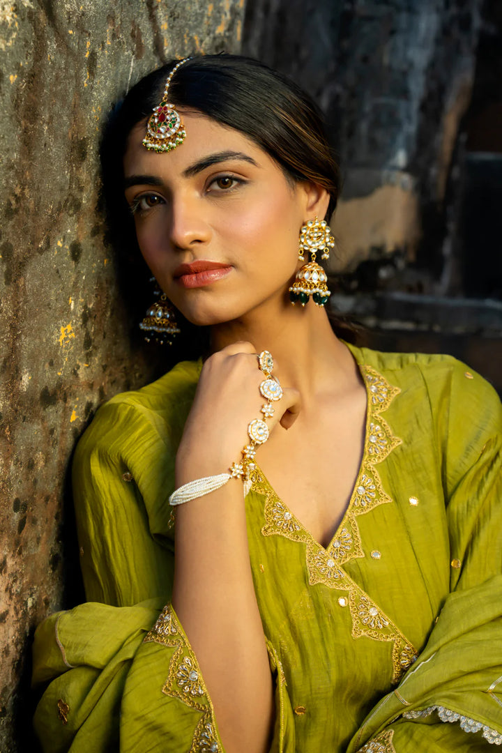 Olive Green Angrakha Set