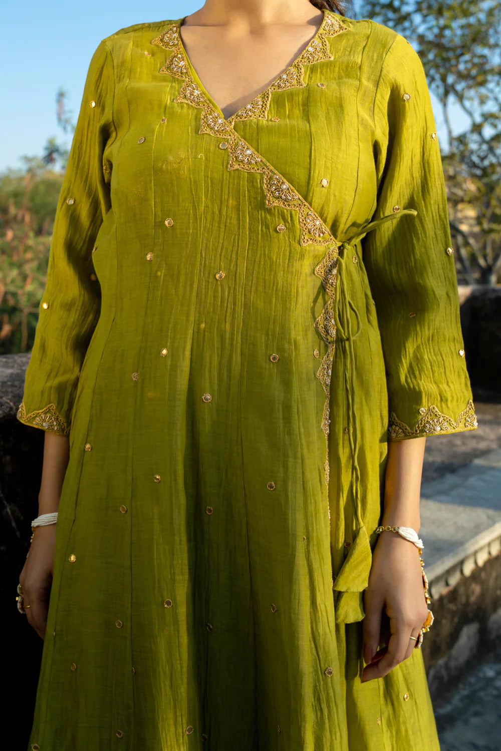 Olive Green Angrakha Set