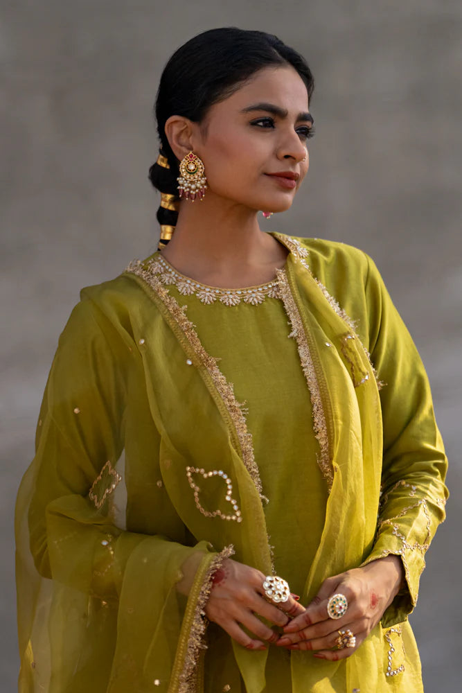 Olive Green Straight Kurta Set