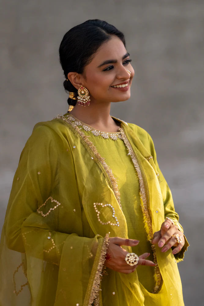 Olive Green Straight Kurta Set