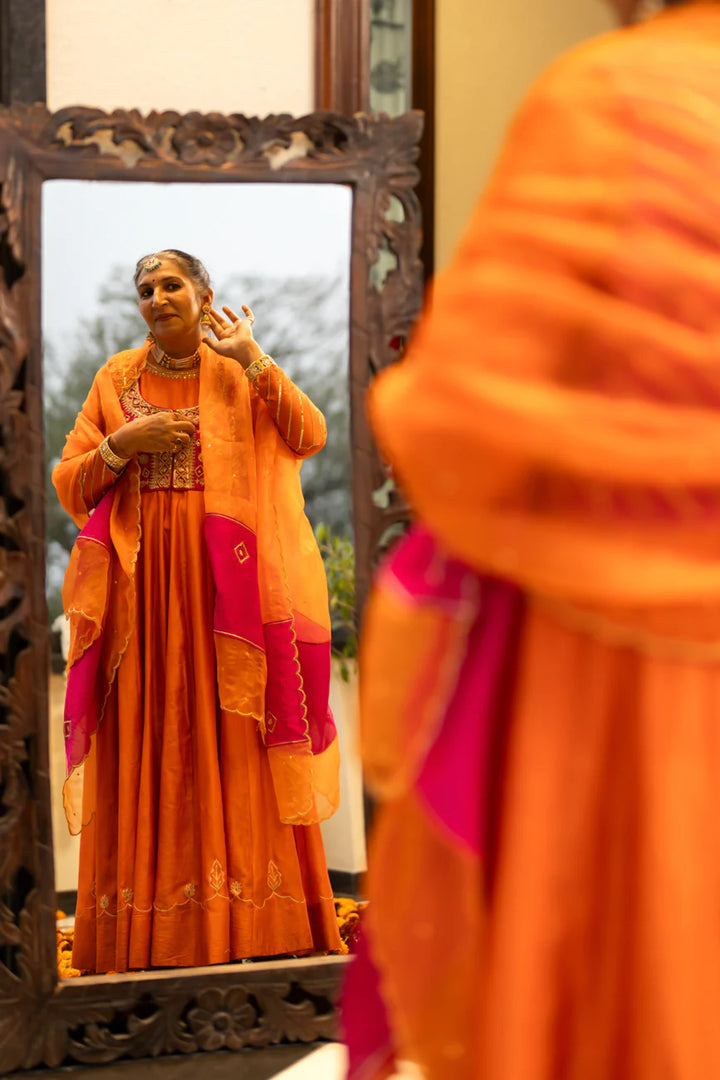 Orange & Pink anarkali set