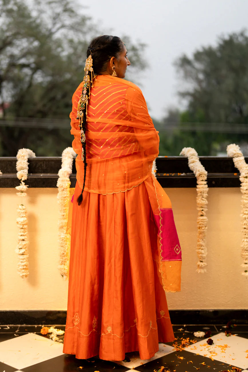 Orange & Pink anarkali set