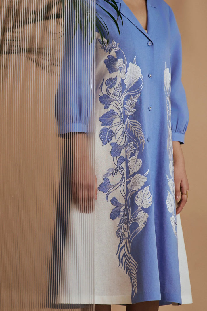 Origani Blue Petal Safari A-Line Dress