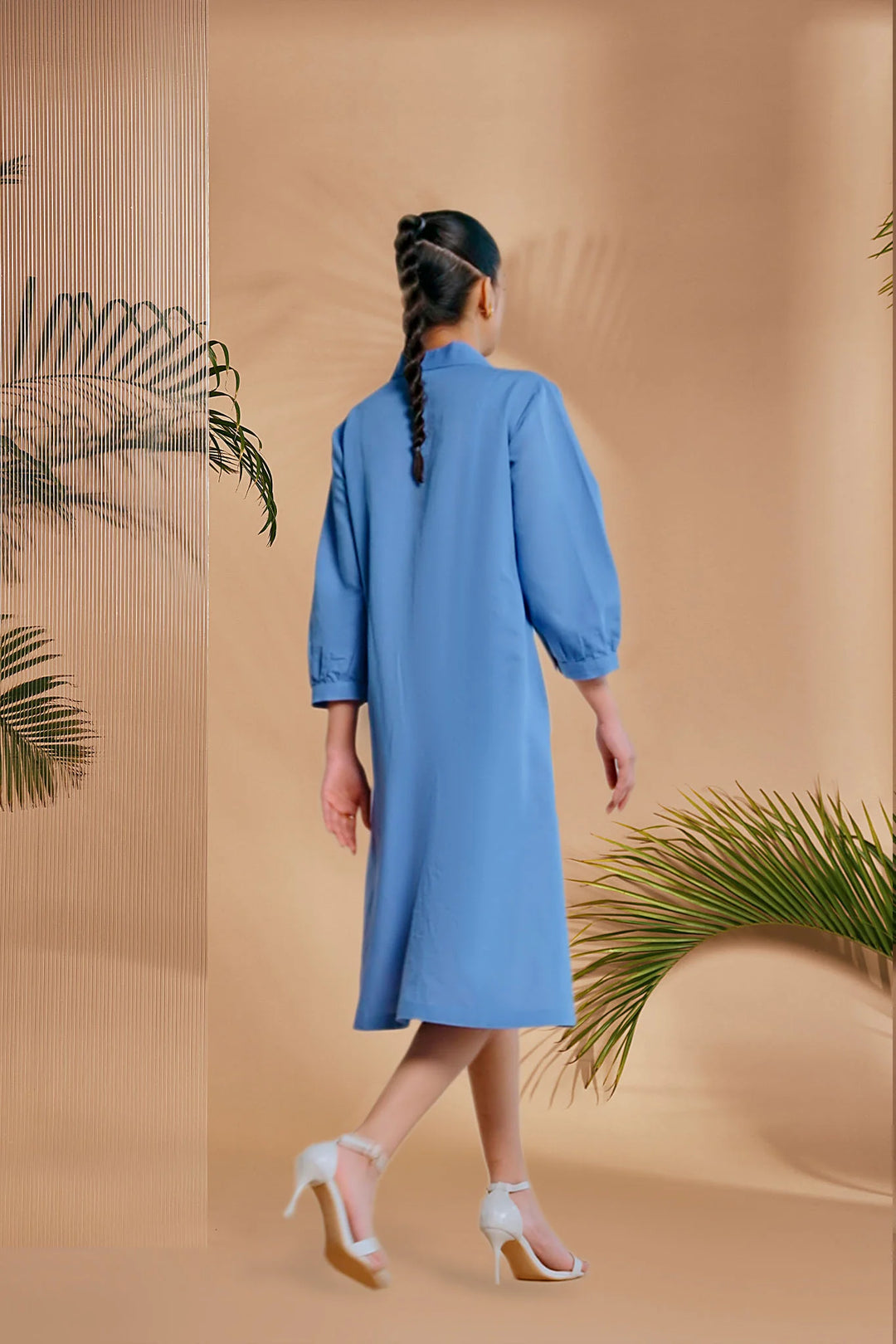 Origani Blue Petal Safari A-Line Dress