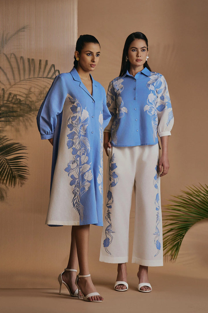 Origani Blue Petal Safari A-Line Dress