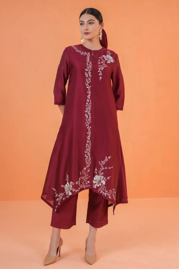 Origani Maroon Mirage Suit Set