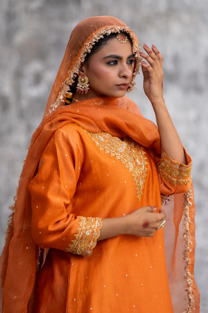 Orange Straight Kurta Set