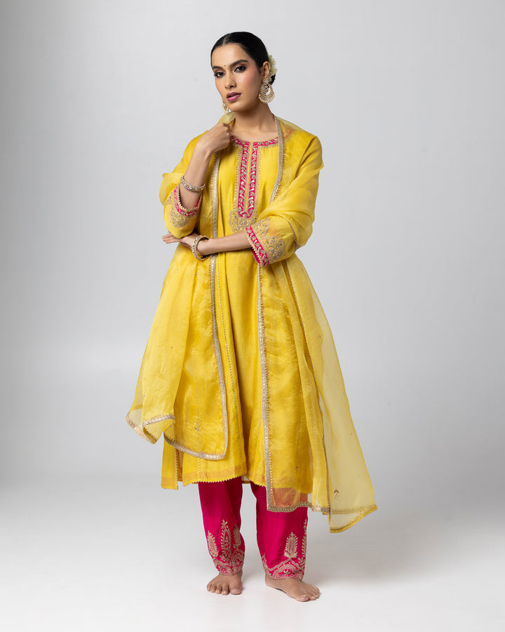 hot pink embroidered cotton sillk salwar
