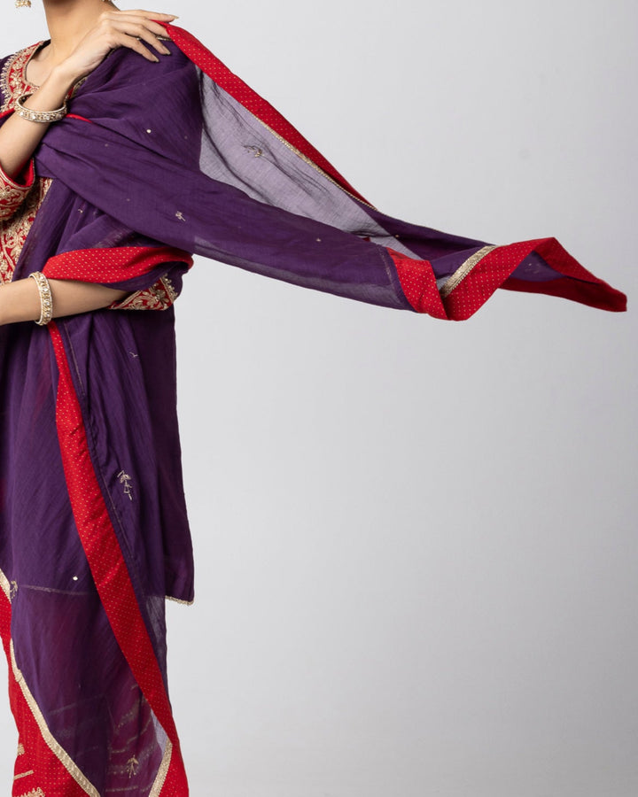 purple chanderi mull embroidered dupatta