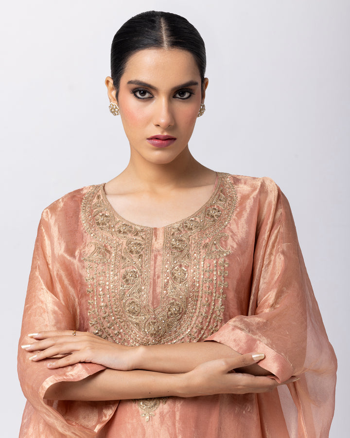 blush pink cotton silk pant