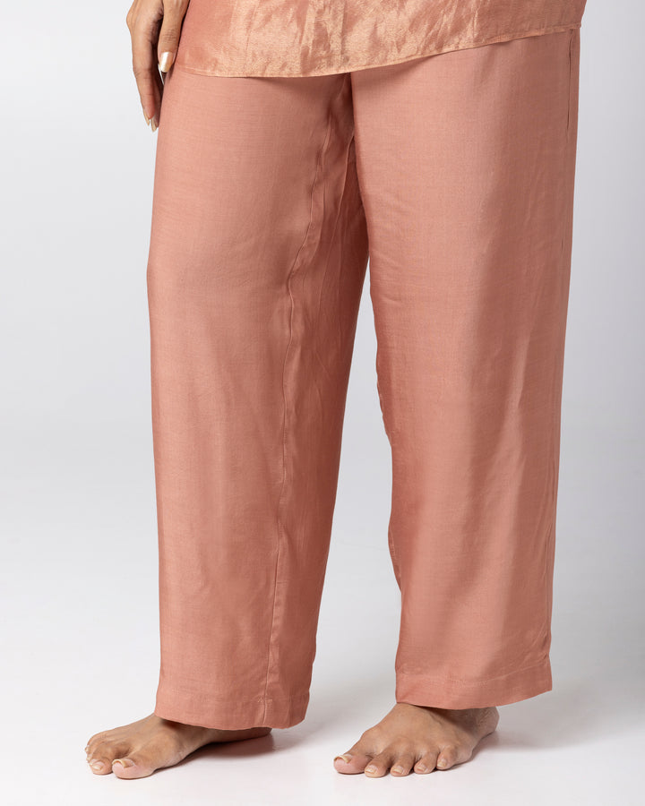blush pink cotton silk pant