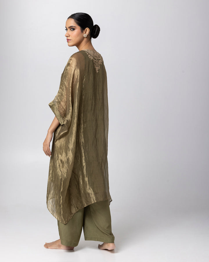olive green cotton silk pant