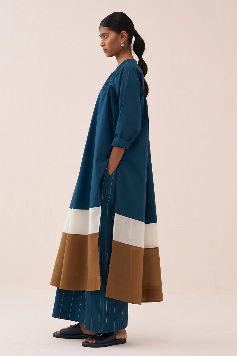 Panel Gather Neck Shirt Co-Ord (Set Of 2)