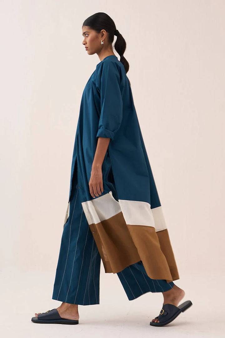 Panel Gather Neck Shirt Co-Ord (Set Of 2)