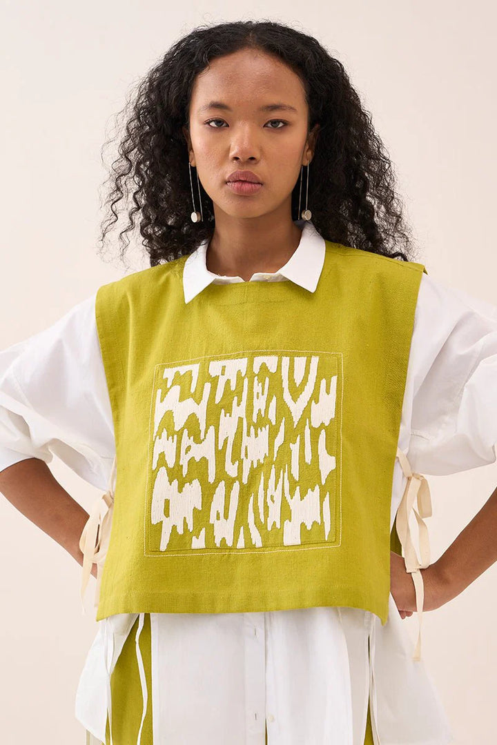 Patch Emb. Crop Overlay Shirt