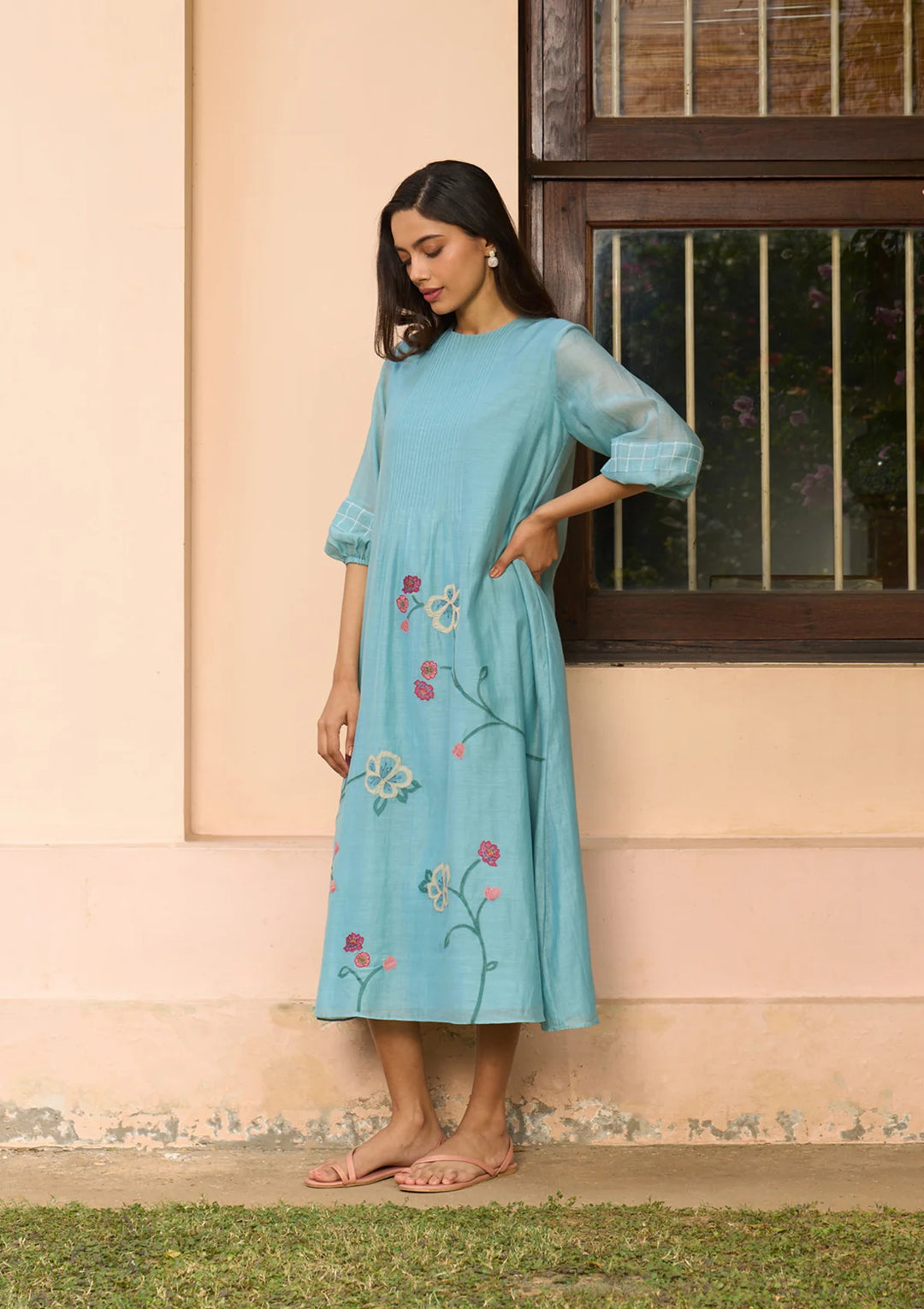 Powder Blue Applique Dress
