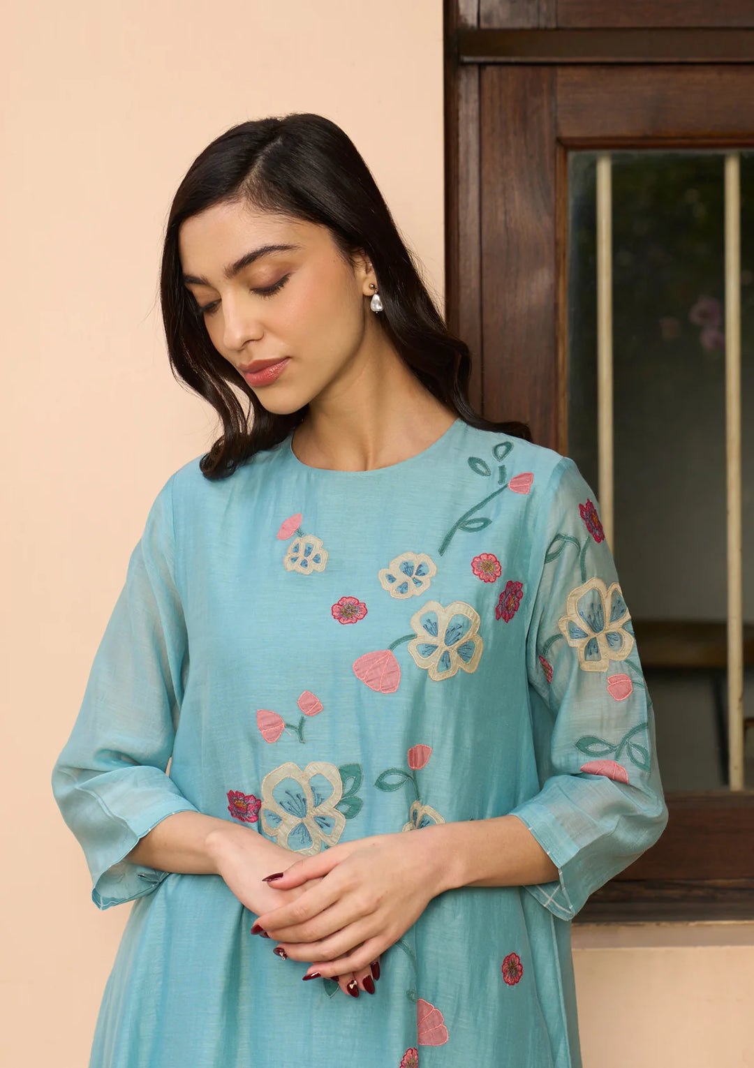 Powder Blue Applique Co-ord Set