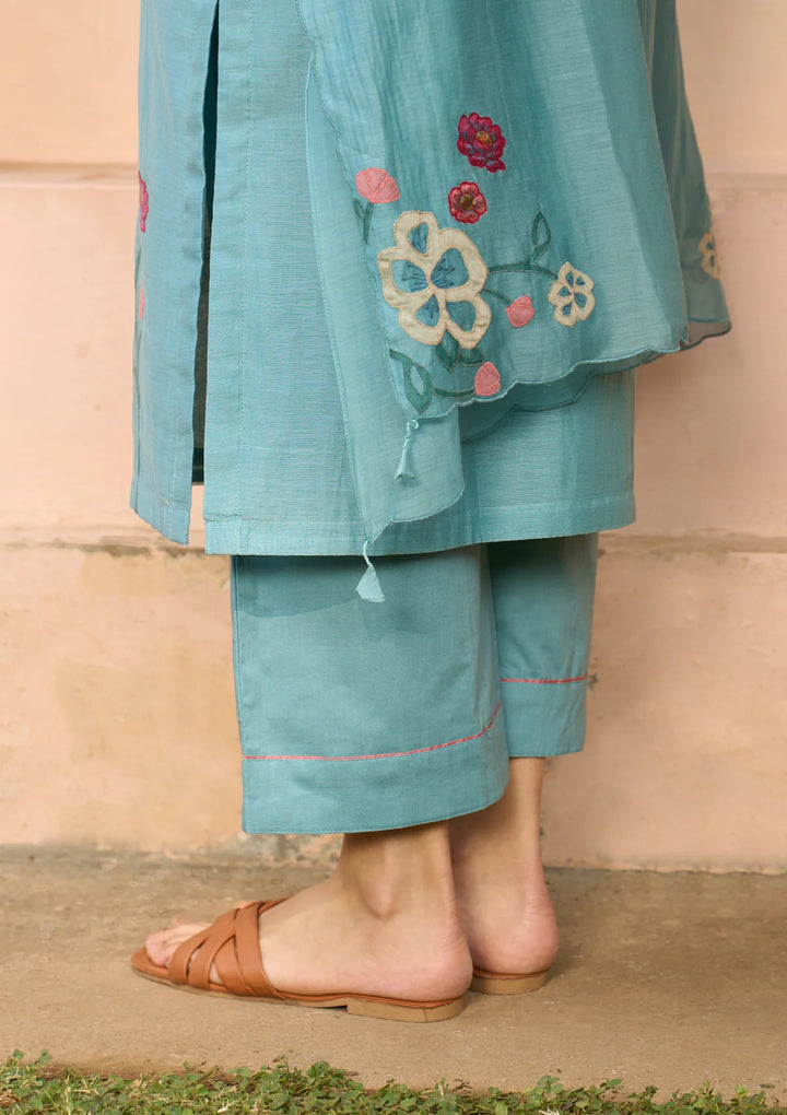 Powder Blue Applique Kurta Set