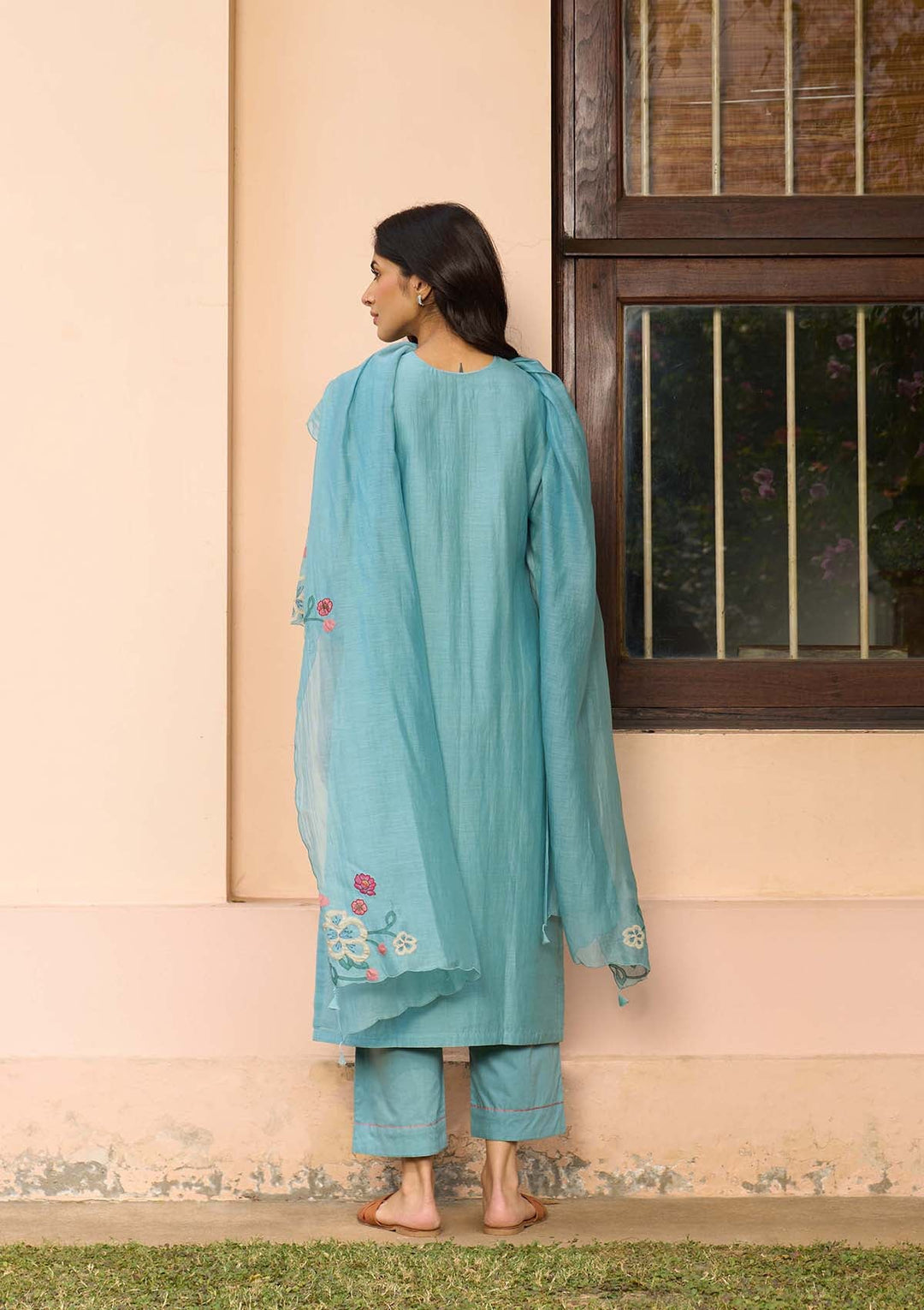 Powder Blue Applique Kurta Set