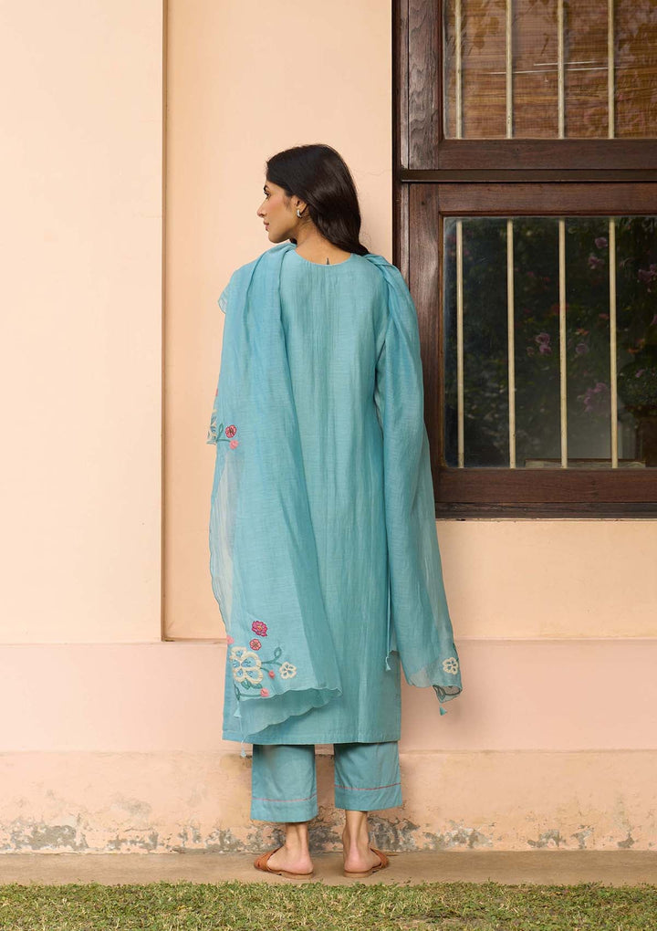 Powder Blue Applique Kurta Set