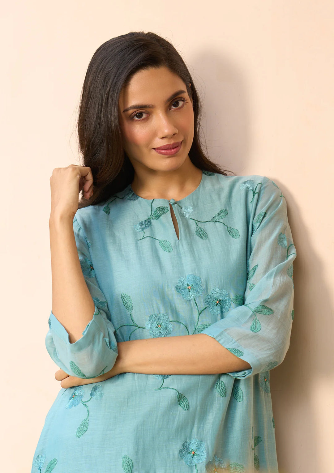 Powder Blue Embroidered Co-ord Set