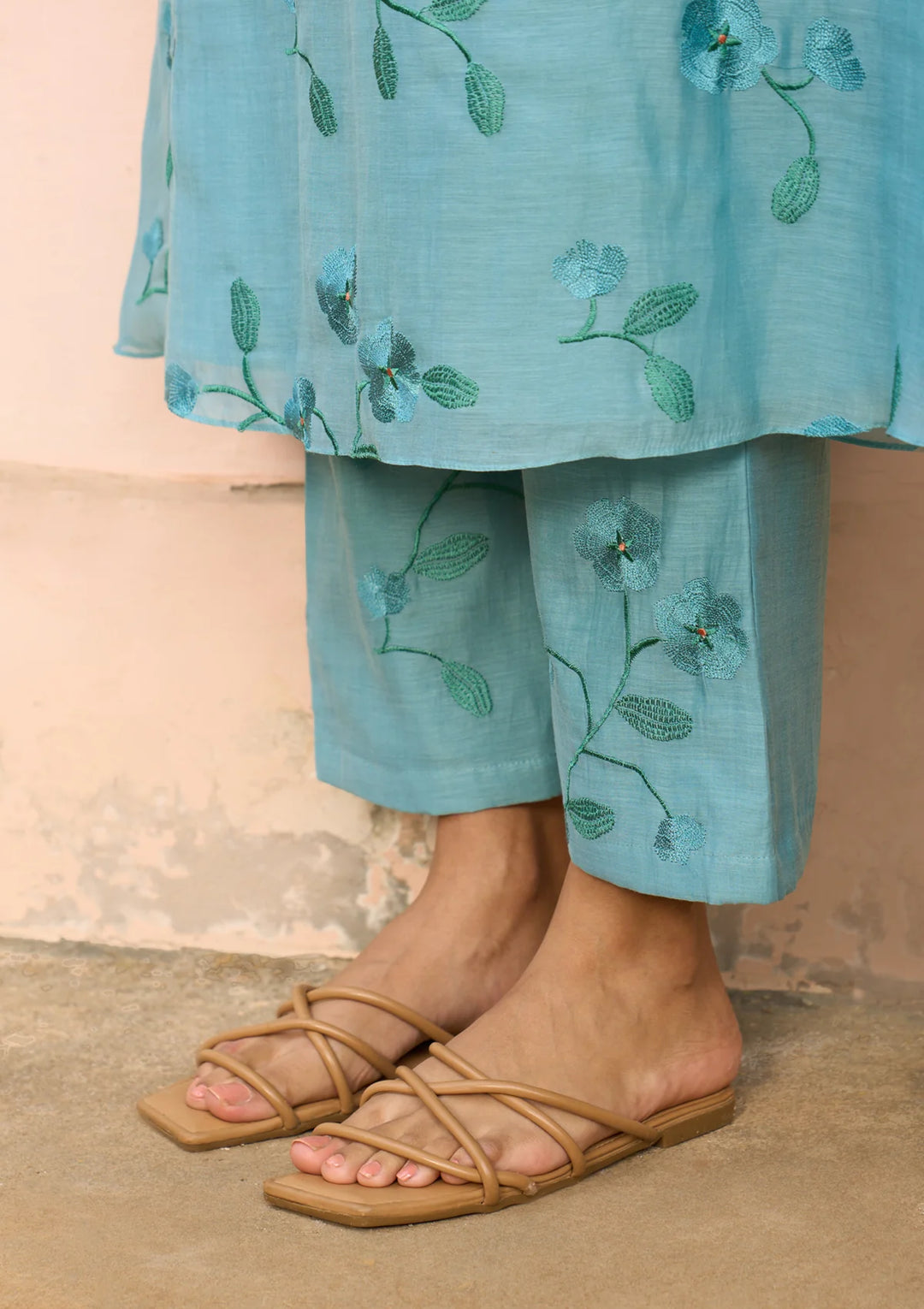 Powder Blue Embroidered Co-ord Set