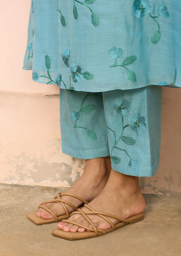 Powder Blue Embroidered Co-ord Set