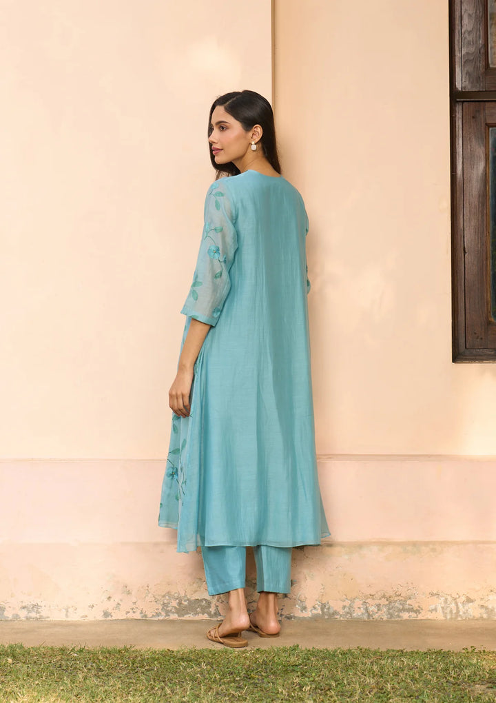 Powder Blue Embroidered Co-ord Set