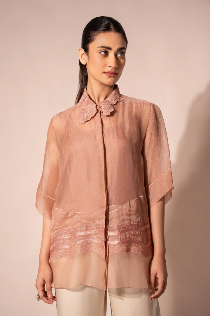 Peach Wave Organza Shirt