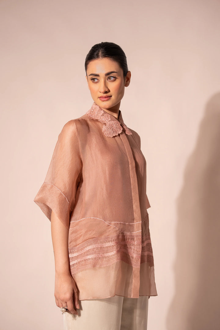 Peach Wave Organza Shirt