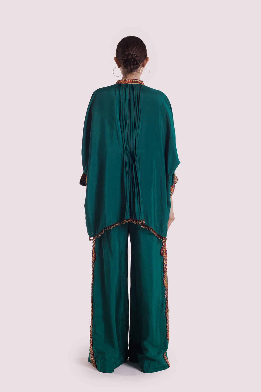 Panel embroidered silk co-ord set