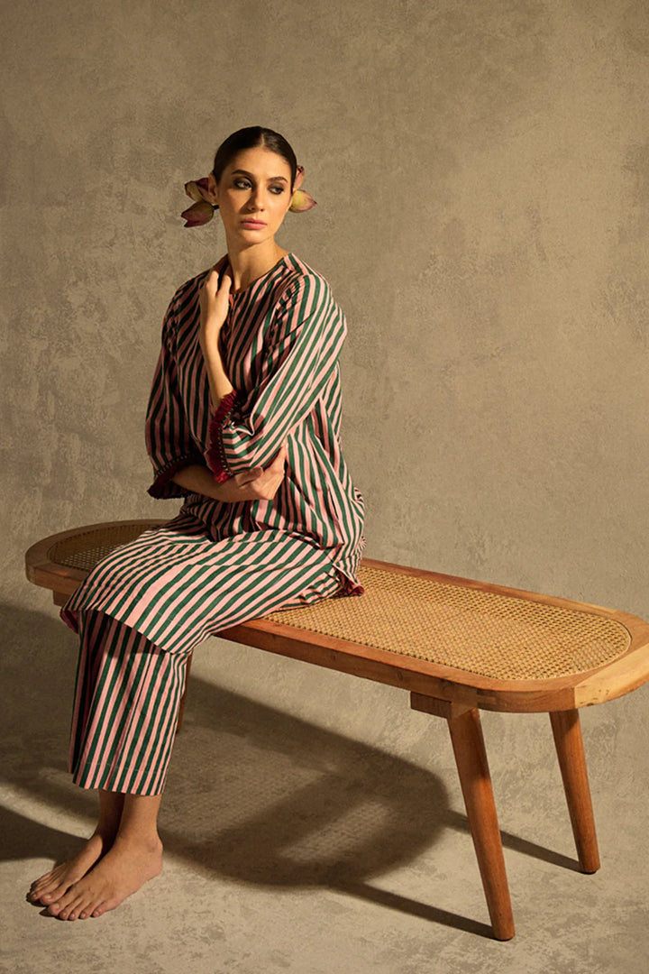 Pink N Green Stripe Set