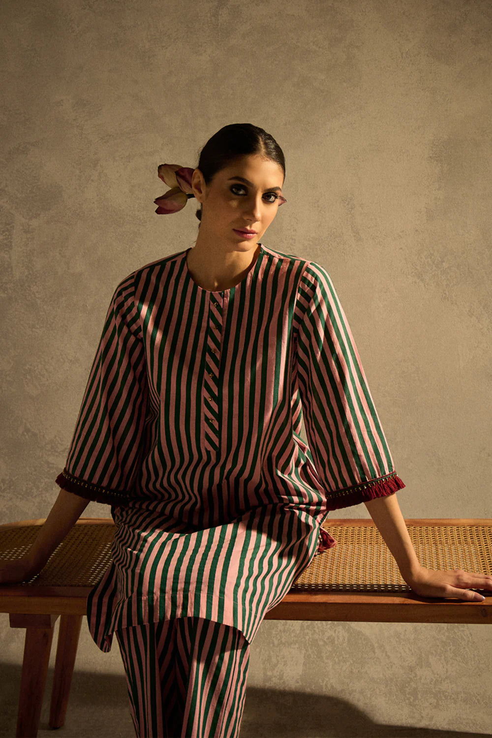 Pink N Green Stripe Set