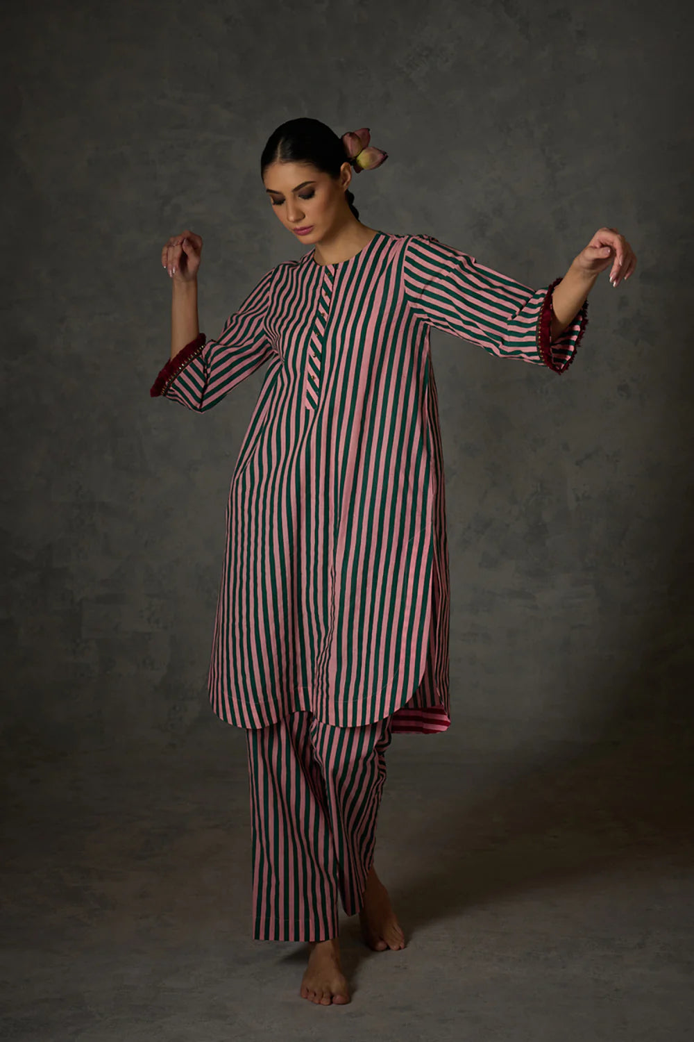 Pink N Green Stripe Set