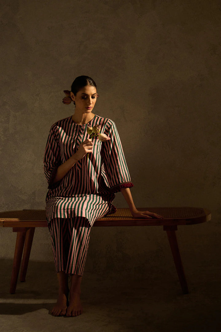 Pink N Green Stripe Set