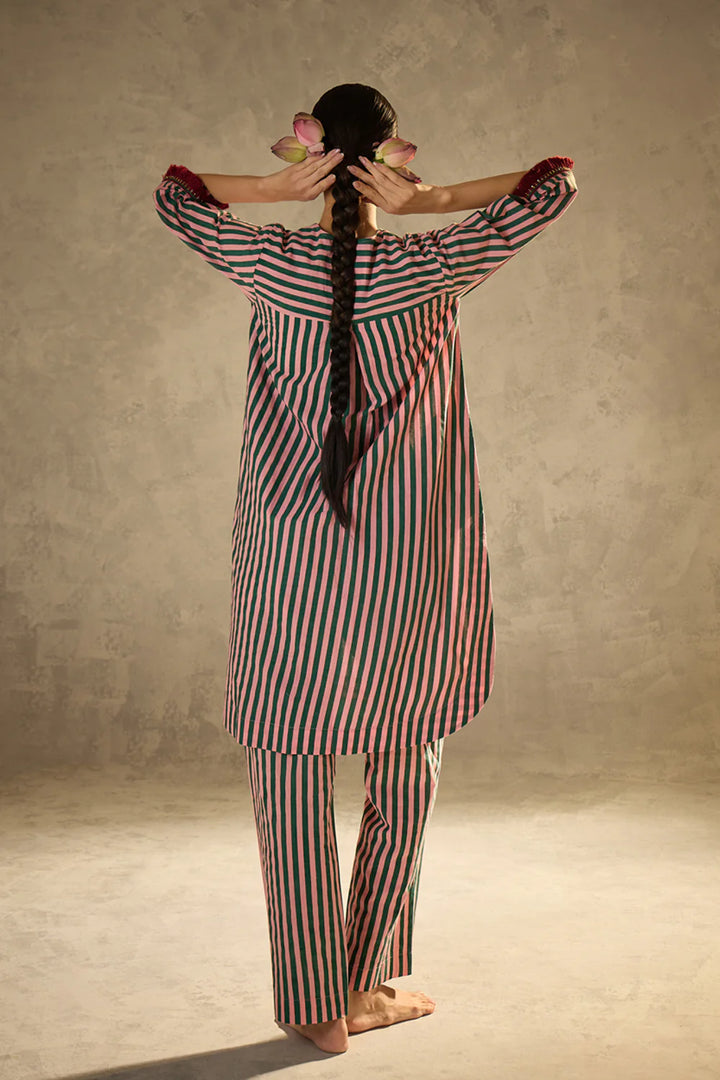 Pink N Green Stripe Set