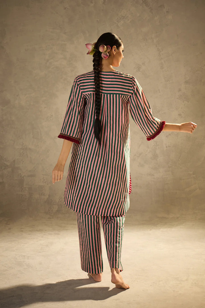 Pink N Green Stripe Set